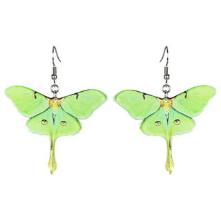 GREEN ACRYLIC MOTH EARRINGS 