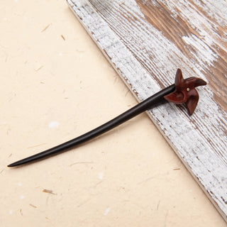 Natural Wooden Hair Stick with Free- Spinning Pinwheel