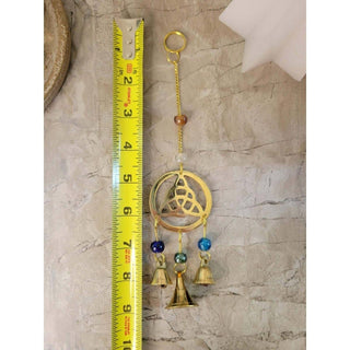 Handmade Brass Wind Chime with bells Triquetra Witch Bells