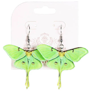 GREEN ACRYLIC MOTH EARRINGS 