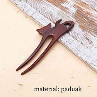 Natural Large Wooden Cat Hair Pin Hair Stick