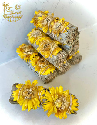 Sunflower with White Sage Bundles 