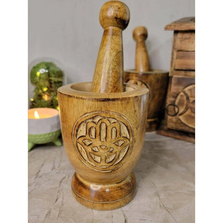 Witch's Wooden Mortar & Pestle Triquetra, Mortar Tree 