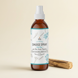 Soul Sticks White Sage spray beside one Palo Santo stick