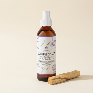 Soul Sticks White Sage and Lavender spray beside one Palo Santo stick